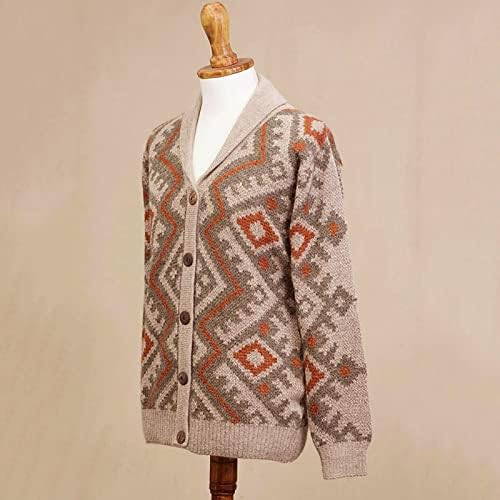 Машки џемпер 2021 модна клетка за плетење ретро лапел, плус големина кабелски плетен кардиган Хенли џемпер