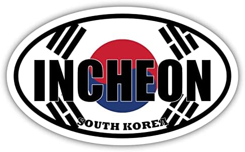 Инчеон Јужна Кореја знаме овална декларална винил браник налепница 3x5 инчи