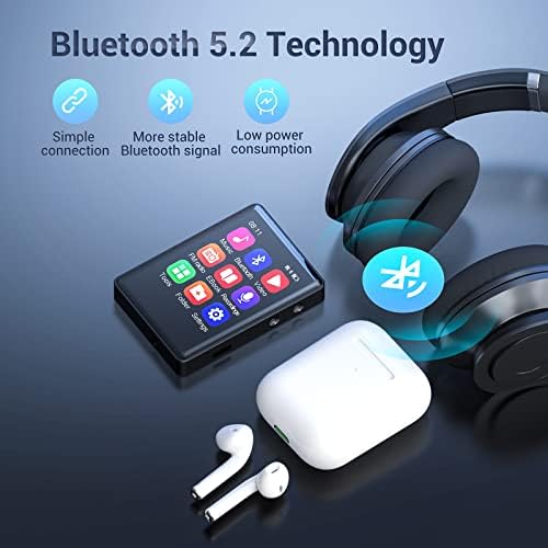 32 GB MP3 плеер со Bluetooth, Qngee Portable MP3 MP4 плеер за вграден звучник за спорт, FM радио, гласовен рекорд, аларм часовникот,