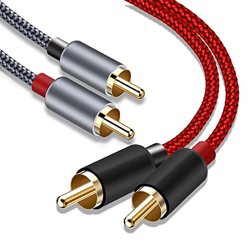 RCA кабел, [4ft 2pack Grey+4ft 2pack Red] 2-Male to 2-Male RCA Audio Stereo Subuofer Cable, помошен аудио кабел за домашно кино,