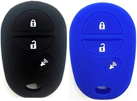 Ezzy Auto Black Black и Blue Silicone Guber Key Fob Case Cast Covers Key Key Change Cranse Protecters погодни за Highlander Sequoia