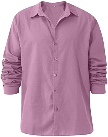 Машка постелнина со долги ракави со долги ракави надолу со кошула за лепени летни кошули лето копче нагоре на плажа врвови