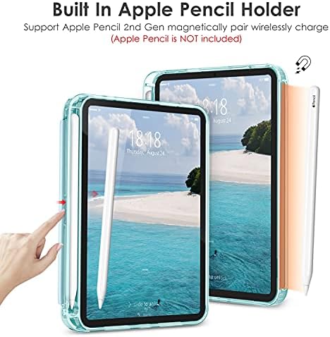 DTTO за iPad Mini 6 Case 2021 со држач за моливи, [Slim Trifold Stand + Pencil 2nd Gen Charging] Заштитна мека проucиркана замрзнато