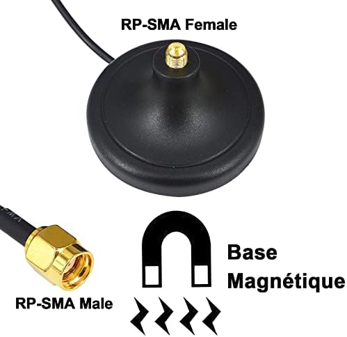2,4g Wi-Fi антена магнетна државна основа RP SMA машки конектор со 10-тина продолжен кабел за GSM антена 3G магнетна камера, радио, рутер, нум