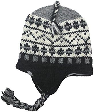 Волна рака плетено унисекс руно облога со уво капаче капа капа непал
