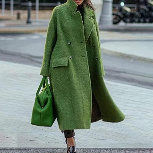Twgone волна мешавина палто за жени елегантна должина на коленото топли зимски палта за излез со џебови