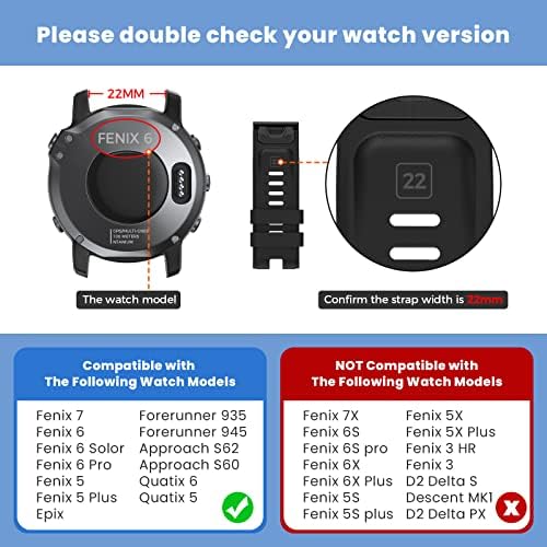 Notocity 22mm силиконски часовници за часовници за Fenix ​​7/fenix 6/fenix 5/fenix 5 Plus/Fenix ​​6 Pro
