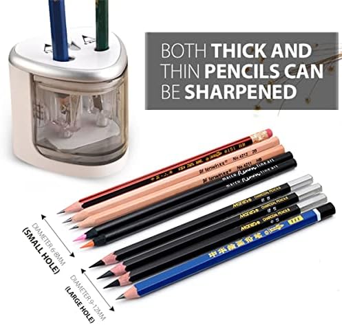 Jsdaren Electric Mencil Sharpener со батерии управувани со двојни дупки совршени за деца, студент, уметник, професионалци во училишна канцеларија