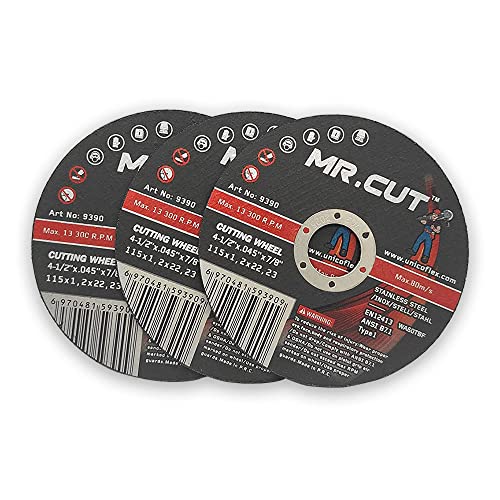 Mr.cut 4.5 Премиум материјали Не'рѓосувачки челик тркала за сечење за метал | Ултра тенок и брз прекин алатки за мелење на тркала за