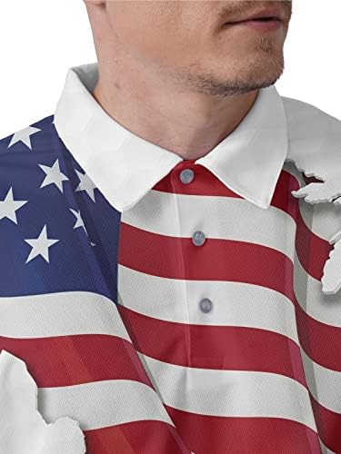Пагимо голф кошули за мажи Поло кошула Менс смешна замав патриотска американско знаме кошула лудо суво вклопување печатење поло