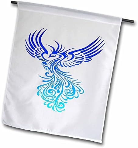3drose се издига од пепелта уметничка Феникс Аква сина омбре на бело - знамиња
