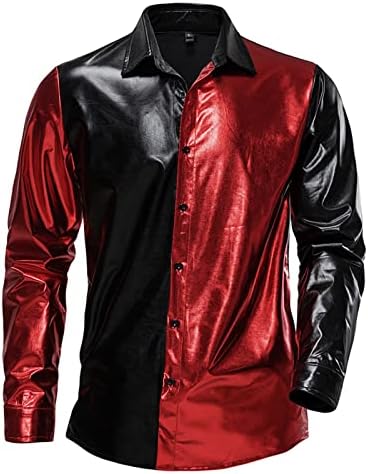 2023 година Нова пролетна машка лежерна мода светла кошула мажи 70 -тите диско диско со долг ракав кошула со кратки ракави за ракави