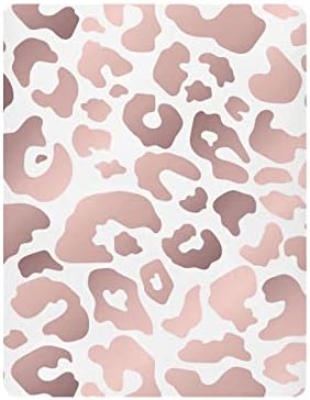 Алаза розово злато леопард печати розови гепарди за креветчиња опремени листови за басинет за момчиња бебе девојчиња дете, стандардна