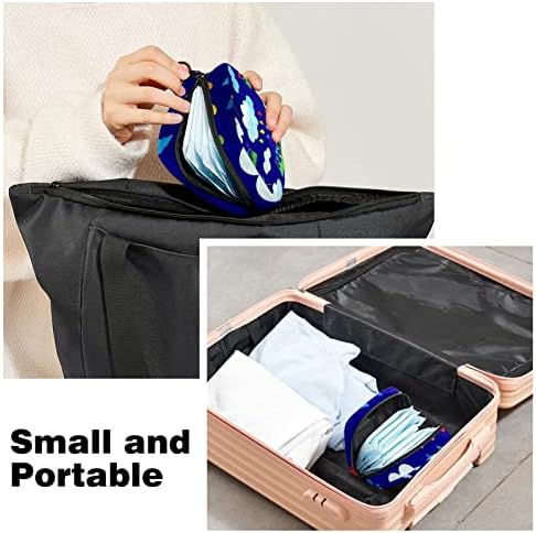 Санитарна торба за складирање на салфетки, торба за период, торба со тампон, торба за шминка, облак цветна сина шема
