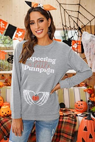Супеја очекува малку најава за бременост за џемпери од тиква од тиква, маичка за благодарноста графички пад на врвовите