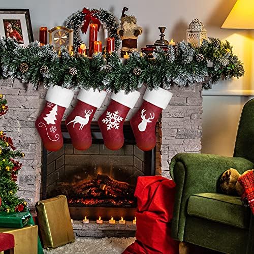 Фане 4-Парче Божиќни Чорапи, 18-Инчен Бурлап Божиќен Карактер, Персонализирани Божиќни Костуми За Чорапи, Божиќни Чорапи Што Висат На Каминот,
