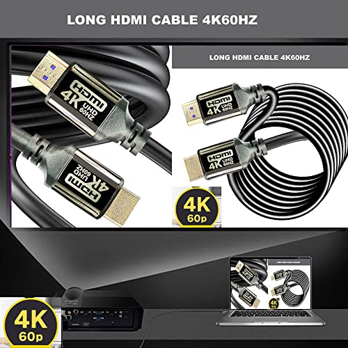 4K HDMI Кабел 60ft 2.0 18Gbps, ГОЛЕМА Брзина HDMI Кабли 4K60 2K120 1080p erc HDR HDCP 2.2 2.3 Компатибилен Со Apple TV 4K Sony LG