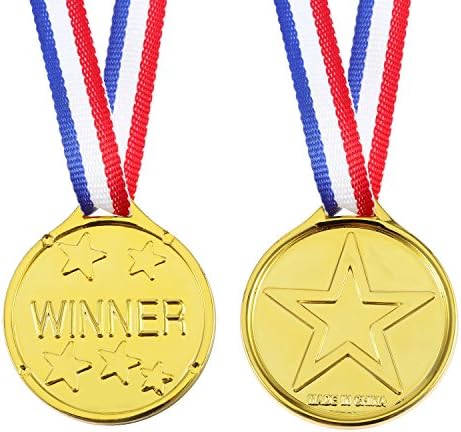 24 Парчиња Детска Пластика Добитник На Медали Златни Медали Награди Со Панделки За Украси За Забава