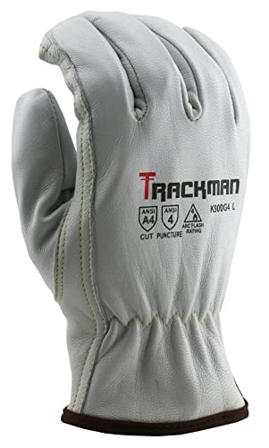 Stauffer Trackman Premium Goatskin кожа, наредена на Kevlar, отпорни на ракавици за работа