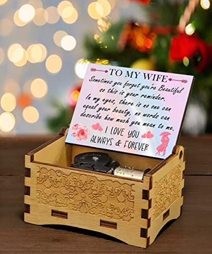 Подароци за сопруга од сопруг, дрвена музичка кутија, годишнина/роденден/ден на мајки/Денот на вinesубените подароци за сопруга