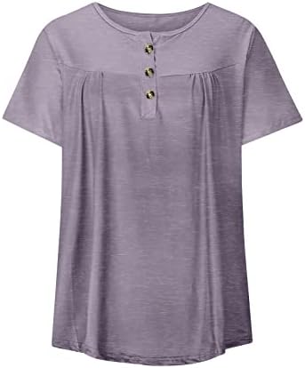 Nokmopo женска пролетна летна маица Топ мода случајна плус големина на кружен врат печатено лабаво плетено копче за кратки ракави