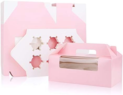 Носачи На Кутии За Кекси ЕУСОАР, 50 парчиња Розова Единечна Индивидуална Кутија За Кекси Контејнери, Преносни Кутии За Подароци