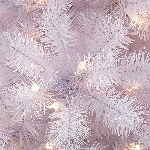 Puleo International Pre-Lit 6,5 'молив Северна ела вештачка новогодишна елка со 250 светла, бела