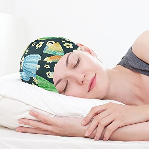 Womenените Beanie Hat Skull Worket Cap, цветна кактус еластична модерна глава за ноќна ноќна капаче за спиење