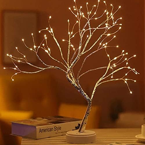 Sixdefly 20 таблета Bonsai дрво светло со 108 LED Sparkly Fairy Spirit Tree Larm, DIY вештачко дрво ламба, USB/батерија напојува