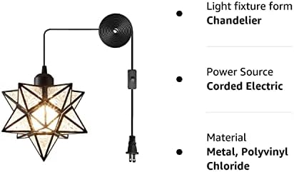 Аекбуј Индустриска starвезда приврзок светло со замрзнати ПВЦ сенка, метал виси тавански лесен приклучок во кабел, модерна ламба за црни