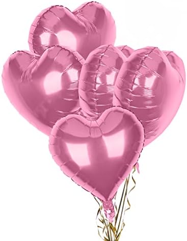 Пакет од 5 Балони Со Црно Срце, 18 Инчи Балони Со Фолија Во Форма На Срце, Балони Со Срце Хелиум За Ангажман На Вљубените Невестински Туш Дипломирање