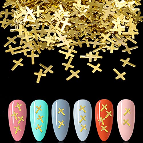 Wookoto 500pcs сребрени крстови нокти шарми за акрилни нокти 3Д вкрстени шарми за накит за нокти Метални нокти 3Д привлечни за нокти дизајни