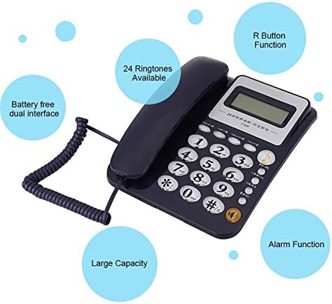 Жични телефони, преносни деловни/домашни кабелски фиксни телефонски телефон со функција за калкулатор/алармен часовник, поддршка