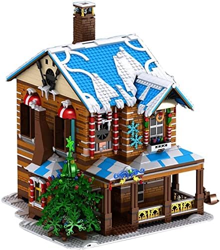 Тематски празник на генералот Jimим - музички божиќни куќи за градење тули од тули зимски тематски сет комплетно со работни Божиќни светла и оџак