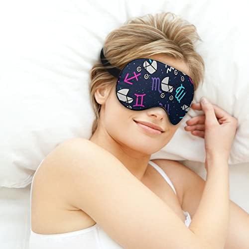 Зодијак знак за спиење маска за очи за очи на очите со прилагодлива лента за слепите за патување за патување со авион