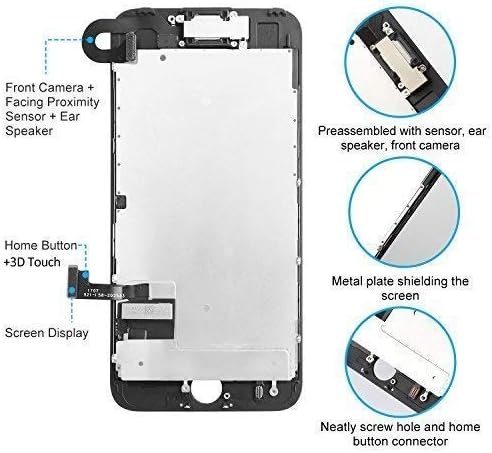 passionTR Black за iPhone 8 плус 5,5 Инчен Лцд Дигитализатор Екран Замена Целосна Рамка Комплетно Склопување Со Предна Камера Сензор