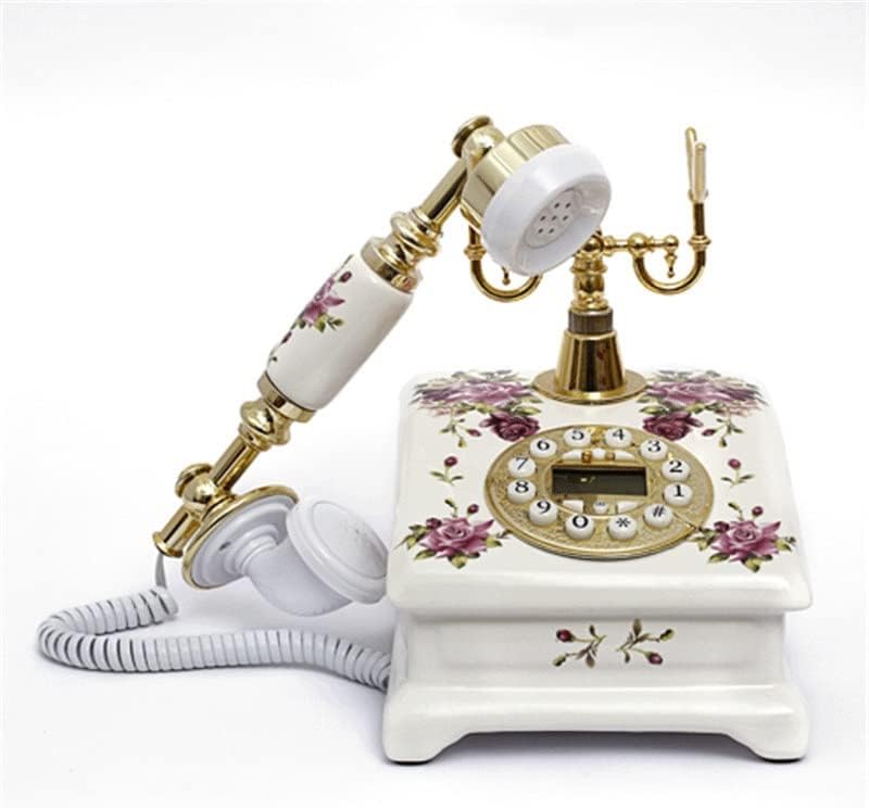DLVKHKKL Caller ID Антички телефон, копче за бирање фиксна гроздобер телефонски керамички ретро фиксни телефонски кабел