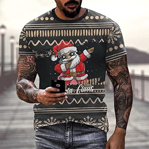 XXBR Божиќен војник со кратки ракави маици за мажи, машки Божиќ Дедо Мраз печати забава за спортски мерки за спортски мускули