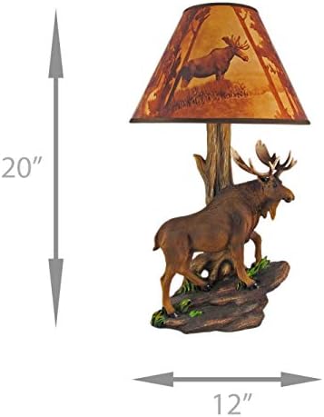 Северноамерикански бик лос кафеава смола ламба w/сенка западен декор за животински свет високи 20 инчи високи