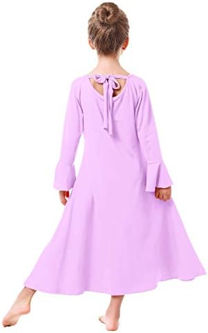 Девојки Ангел Изис крилја обожаваат литургиски пофалби танцувачки фустан црковна облека деца руфла со целосна должина балетска облека за танцување