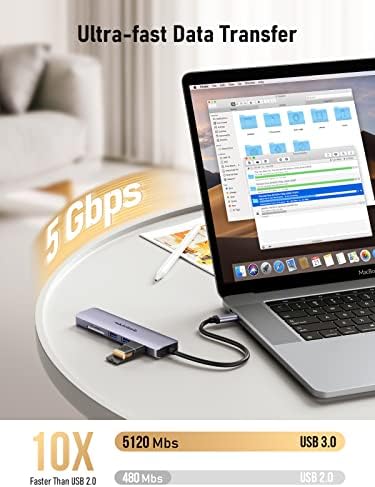MKIGHUB USB C Центар За Macbook Air/Pro, 6-во - 1 Usb C Мултипорт Адаптер, USB-C Dongle СО 4k HDMI Излез, USB 3.0 Порта, Tf/SD Читач