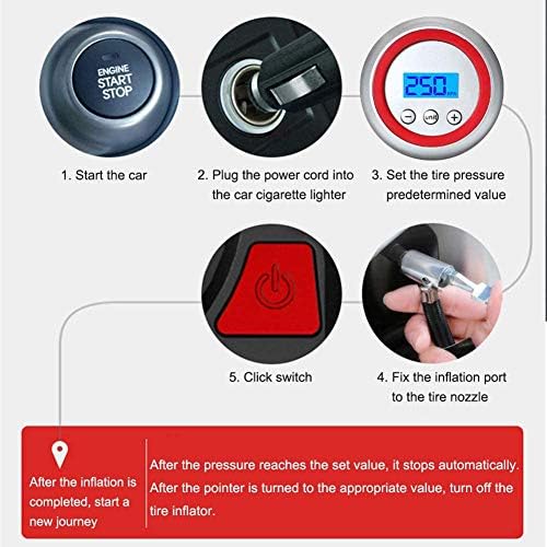 D & XQX компресор за воздух за автомобил, 12V преносен пумпа за гуми со пумпа со LED дигитален дисплеј до 100psi за автомобил за