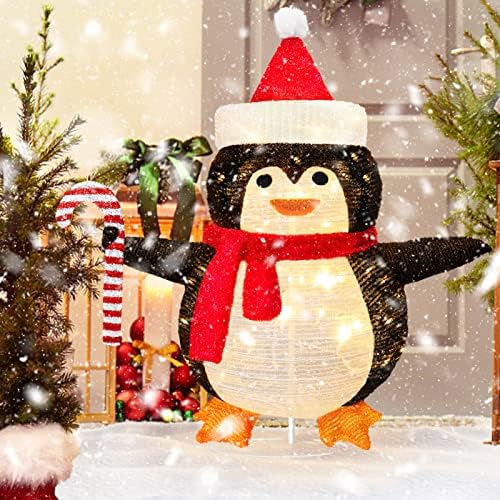 2,3 метри осветлени поп-се појавуваат Божиќни пингвин украси, 40 LED светло за склопување на Божиќниот пингвин, лесно собрание