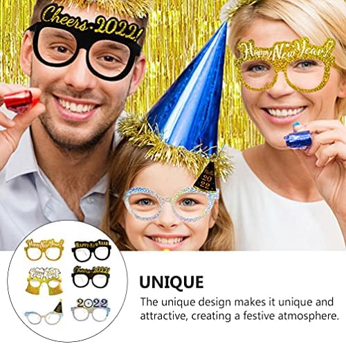 Keseoo yule подароци 6 парчиња 2022 хартиени очила Рамки на сјајни фенси новогодишни очила за забави за забави Фото реквизити