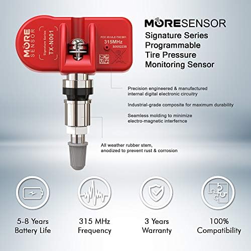 Серија на потписи на Moresensor Signature 315MHz TPMS сензор за притисок на гуми 4-пакет | Препрограмирани за избрани 6 јапонски модели на бренд