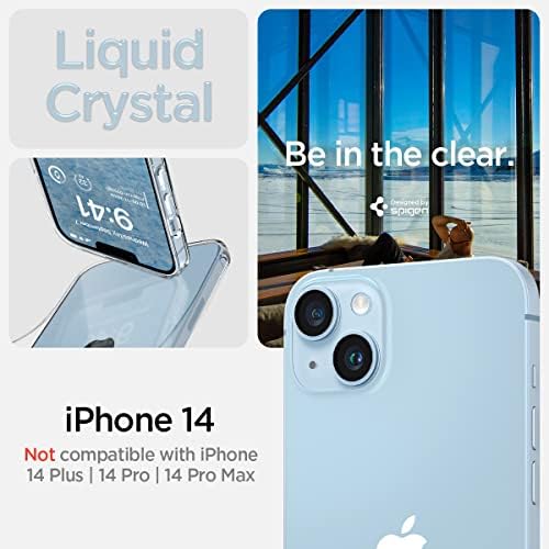 Спиген течен кристал [анти -жолти технологија] дизајниран за случај на iPhone 14 - Кристално чист