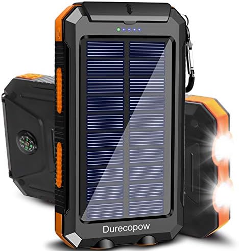 Durecopow Solar Charger, 20000mAh Преносна надворешна водоотпорна банка за соларна енергија, кампување со надворешна резервна копија