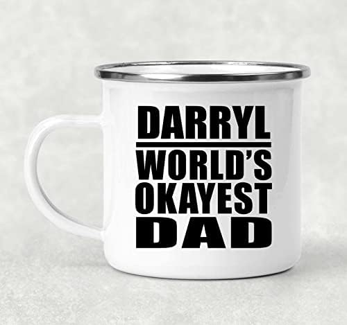 DesignSify Darryl World's Okyest Dad, 12oz кампување кригла од не'рѓосувачки челик емајл чај чај со рачка, подароци за роденденски