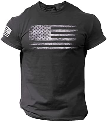 Убст патриотски маици за мажи, 4-ти јули американско знаме тенок фит маичка кошула екипаж ретро кратки ракави мускули врвови