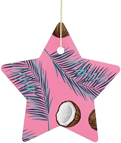 Кокос и остава Божиќни украси керамички starвездени приврзоци xmas дрво виси украси печатени